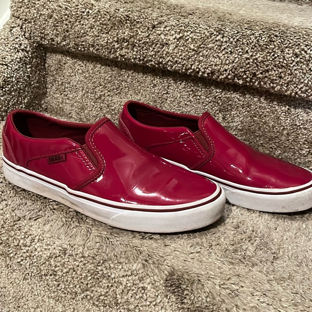 VANS Women Red Patent Sneakers